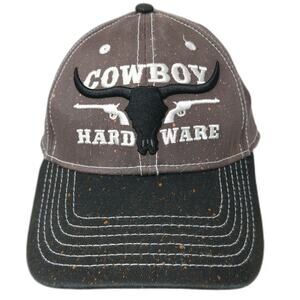 Cowboy Hardware Baseball Cap Gray XL Hat Flex Get A Grip Bull Skull Splatter